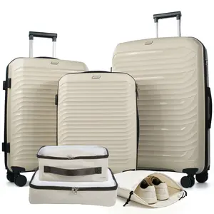 Travelhouse 3 Piece Hardshell Luggage Set Hardside Lightweight Suitcase with Lock Spinner Wheels and 2 Packing Cubes