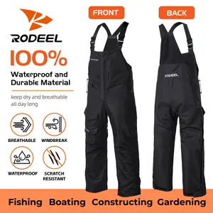【RODEEL】724 Premium Waterproof Bib Overalls Men Tactical Rainwear with Adjustable Suspenders and Multiple Pockets Relaxed Rain Pants Workwear for Outdoor Sports Fishing Boating Car Washing Construction Landscaping Gardening Menswear, Holiday Gift