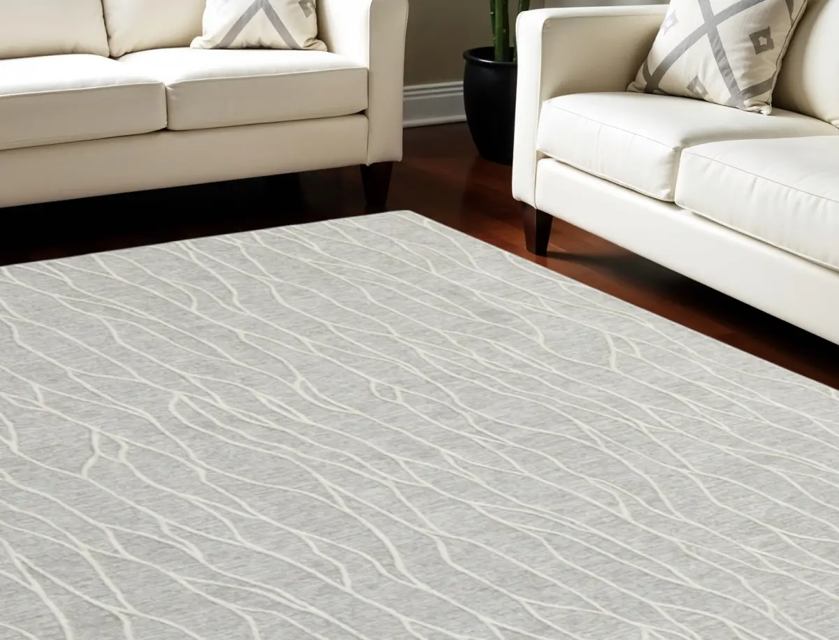 HomeRoots 565888 12x15 ft. Wool Abstract Hand-Tufted Area Rug, Gray & Ivory - Classic, Durable, Full-Sized, Large-Format, Shaped Area Rugs, Classic Area Rugs