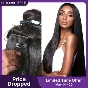 LUVME 100% Virgin Human Hair Extensions Seamless & Invisible Edge Straight, Body Wave, Kinky Curly, Yaki Straight, Messy Burmese Curl Clip-In Limited Time Offer TikTok Exclusive #luvmenewarrivals