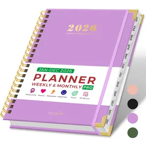 2026 Planner Weekly and Monthly, 8.5"x11", Jan.2026 - Dec.2026 A4 Calendar Book with 12 Monthly Tabs, with 100GMS Premium Paper, Hardcover Spiral Agenda Book for Time Management & Goal Tracking