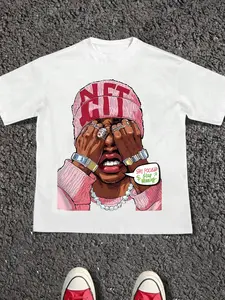 Hiphop Cartoon Print Short Sleeve Tee, American Street Style, Comfortable Fabric, Must-Have Wardrobe Essential