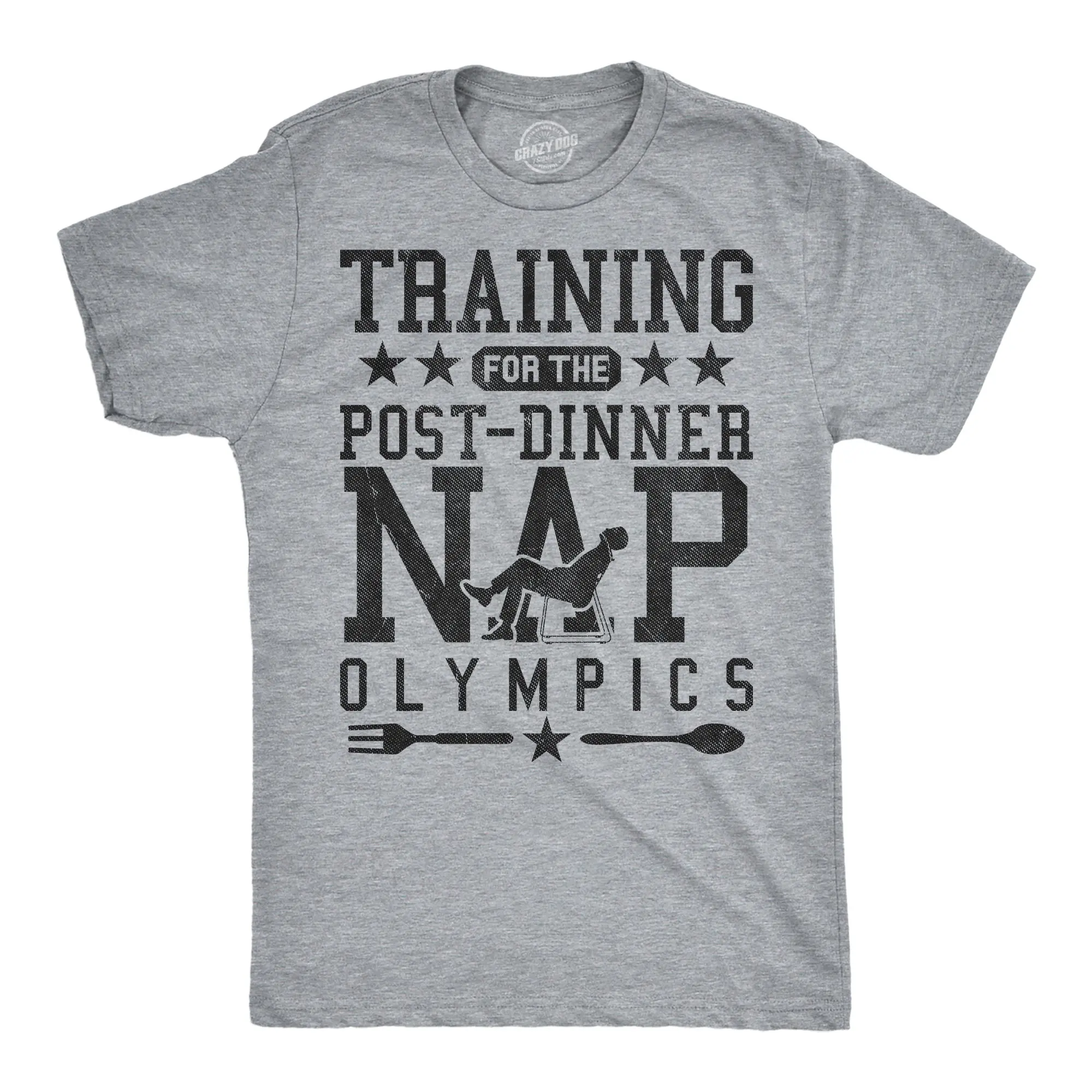 Mens Funny T Shirts Training For The Post Dinner Nap Olympics Sarcastic Thanksgiving Graphic Novelty Tee For Men Mens Funny T Shirts Cool Vintage Fashion T-Shirt Gift Classic Menswear Thanksgiving Apparel for Light Grey