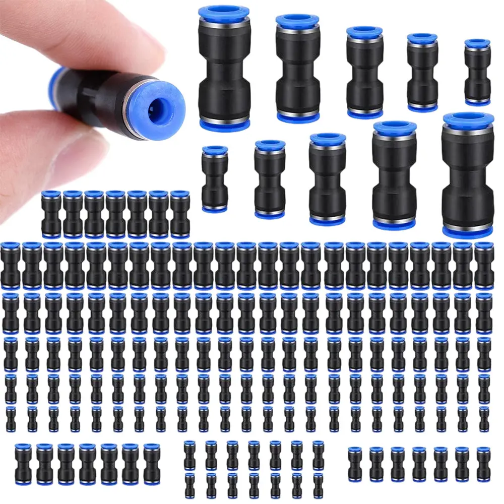 [Summervibes] 100 Pcs Air Hose Fittings Set,Air Line Fittings Straight Push to Link 4/6/8/10/12 mm Quick Release Pneumatic Connectors,Plastic Straight Tube Connector Push to Connect Fittings for Tube,Tools & Hardware