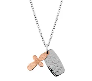 Steel By Design Cross Inspirational Dog Tag Necklace