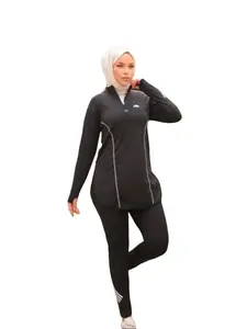 Sportwear Set for Gym - High-Quality Navy Blue Tracksuit with Zipper Details & Comfortable Fit -   طقم رياضي عالي الجودة للجيم
