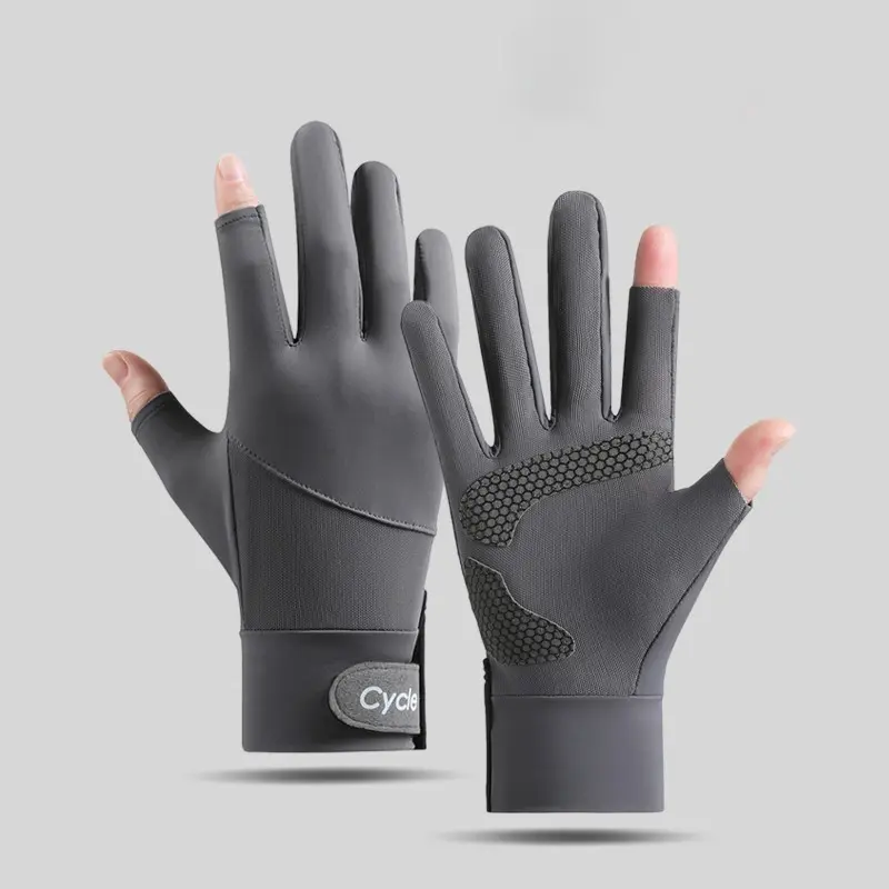 Men's Summer Sunshade UV Protection Gloves, Two Finger Cut Touchscreen Gloves, Anti-Slip Hand Grip Breathable Outdoor Summer Sports Gloves for Cycling, Driving, Fishing, Hiking, Non Slip Gloves
