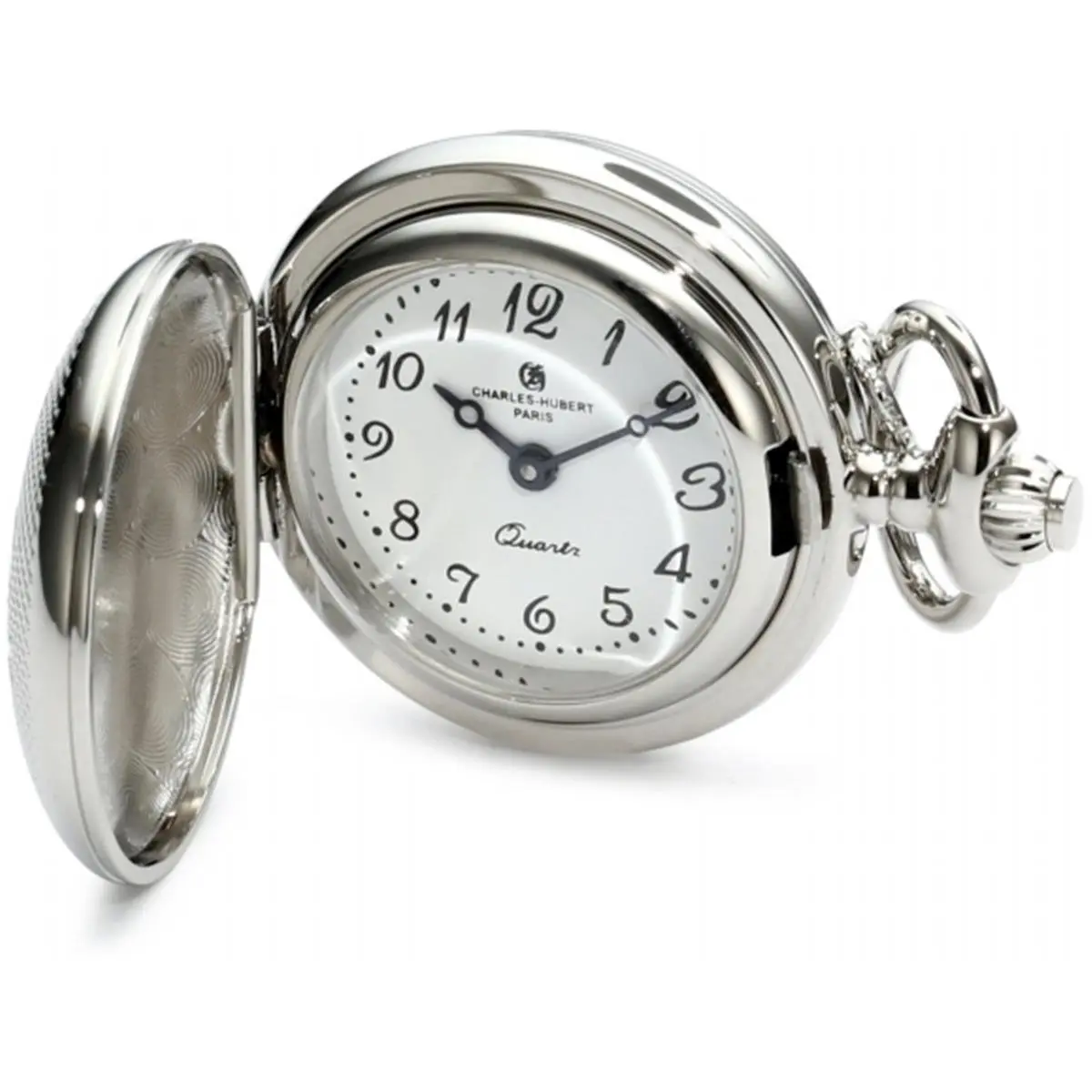 212 MAIN Charles-Hubert Paris Chrome Finish Quartz Pendant Watch, White Dial, Women's Fashion Accessory, Quartz Watch