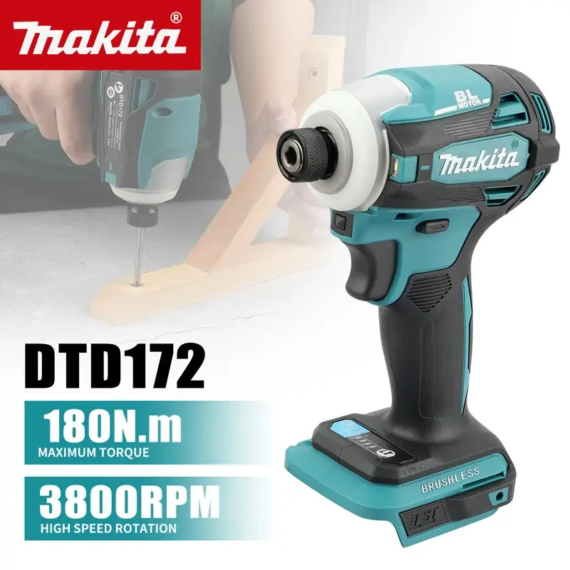 Makita DTD172 Brushless Electric Impact Drill, 18V Electric Screwdriver, Multifunctional Tool with Battery