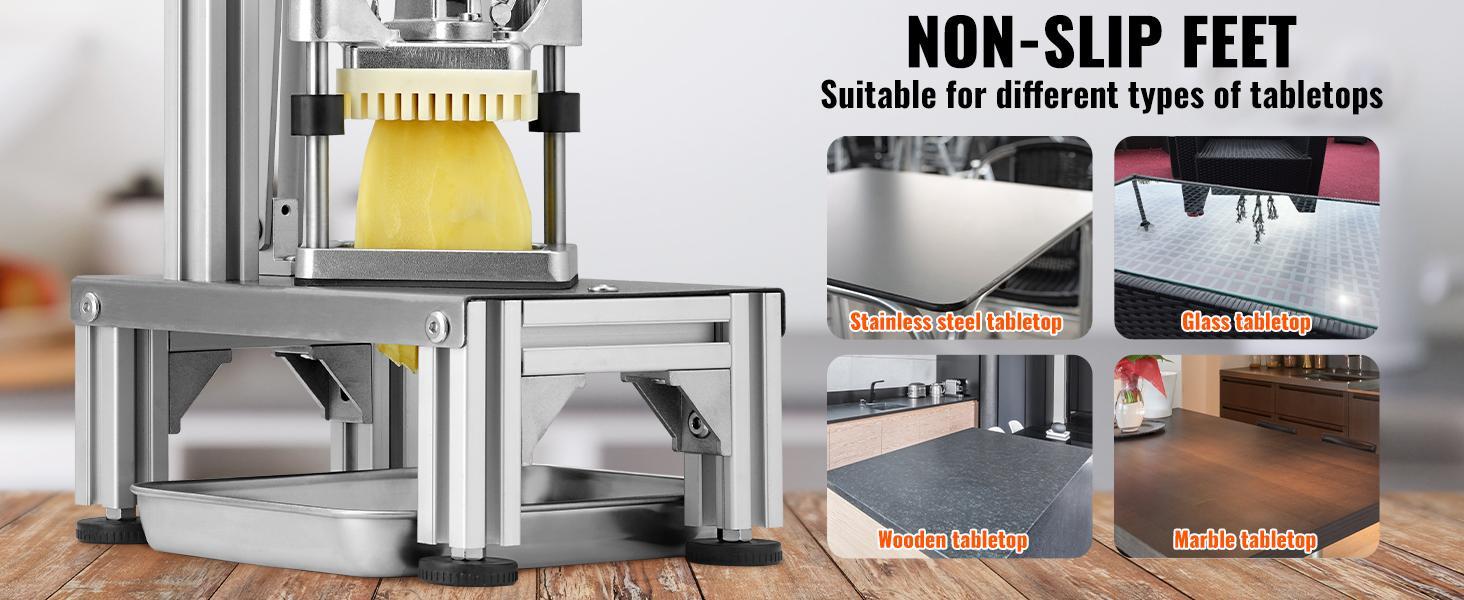 VEVOR Commercial French Fry Cutter with 4 Replacement Blades, 1/4″ & 3/8″ Blade Easy Dicer Chopper, 6-wedge Slicer & 6-wedge Apple Corer, Kitchen Vegetable Fruit Chopper Lemon Potato Cutter for French VEVOR Commercial French Fry Cutter with 4 Replacement Blades, 1/4″ & 3/8″ Blade Easy Dicer Chopper, 6-wedge Slicer & 6-wedge Apple Corer, Kitchen Vegetable Fruit Chopper Lemon Potato Cutter for French