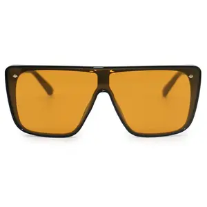 Rayz Raya Coleman x Topfoxx Sustainable Limited Edition Yellow Squared Sunglasses with Gold Metal Detailing & Universal Fit for All Face Shapes