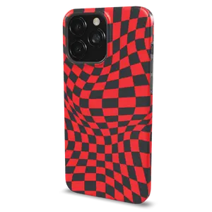Red Gray Checkered Phone Case Accessories Devices Protection Protective Handle Plastic Resistance Wireless