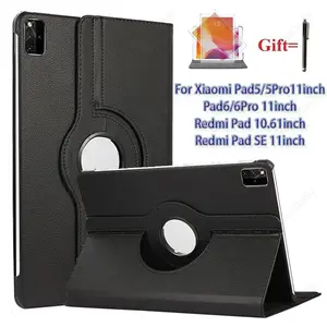 Rotating Case for Xiaomi Pad 5 6 11" Pad 7 11.2" Redmi Pad SE 11" Pad 2 2025 ,PU Leather Stand Auto Sleep/Wake Funda Cover Case