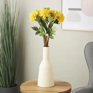Set of 8 Dahlia Yellow Faux Foliage Tall Indoor Outdoor Artificial Flower Stem