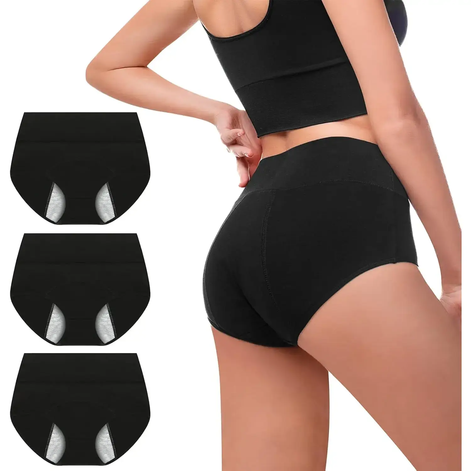 Period Underwear for Women, High Waisted Panties Leakproof Postpartum Cotton Briefs