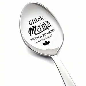 Mother's Day Gift Spoon, Stainless Steel Engraved Spoon, Thick Handle, Perfect for Coffee Tea Desserts Ice Cream, Best Mom Ever