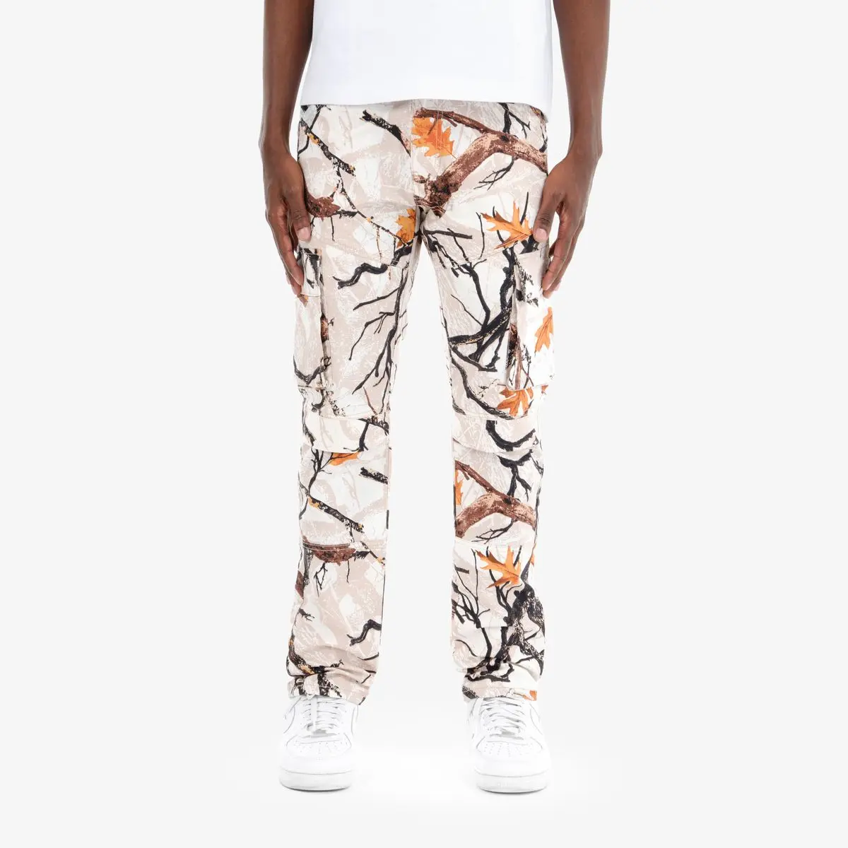 Copper Rivet 'Ripstop' Slim Straight Cargo Pants (White Camo) 413265