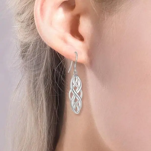 U7 Triquetra Celtic Knot Drop Dangle Earrings Hypoallergenic Oval Dangle Drop Earrings Dainty Good Luck Irish Jewelry Gifts for Her