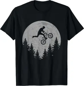 100%cotton BMX Stunt Dirt Bike Moon Freestyle Rider Gift T-Shirt  Top