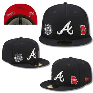 Black New Era Atlanta Braves 59FIFTY Fitted Cap – Flat Brim Baseball Hat with Embroidered “A” Logo, Side Patch Details, Structured Crown Premium Streetwear Style for Men & Women