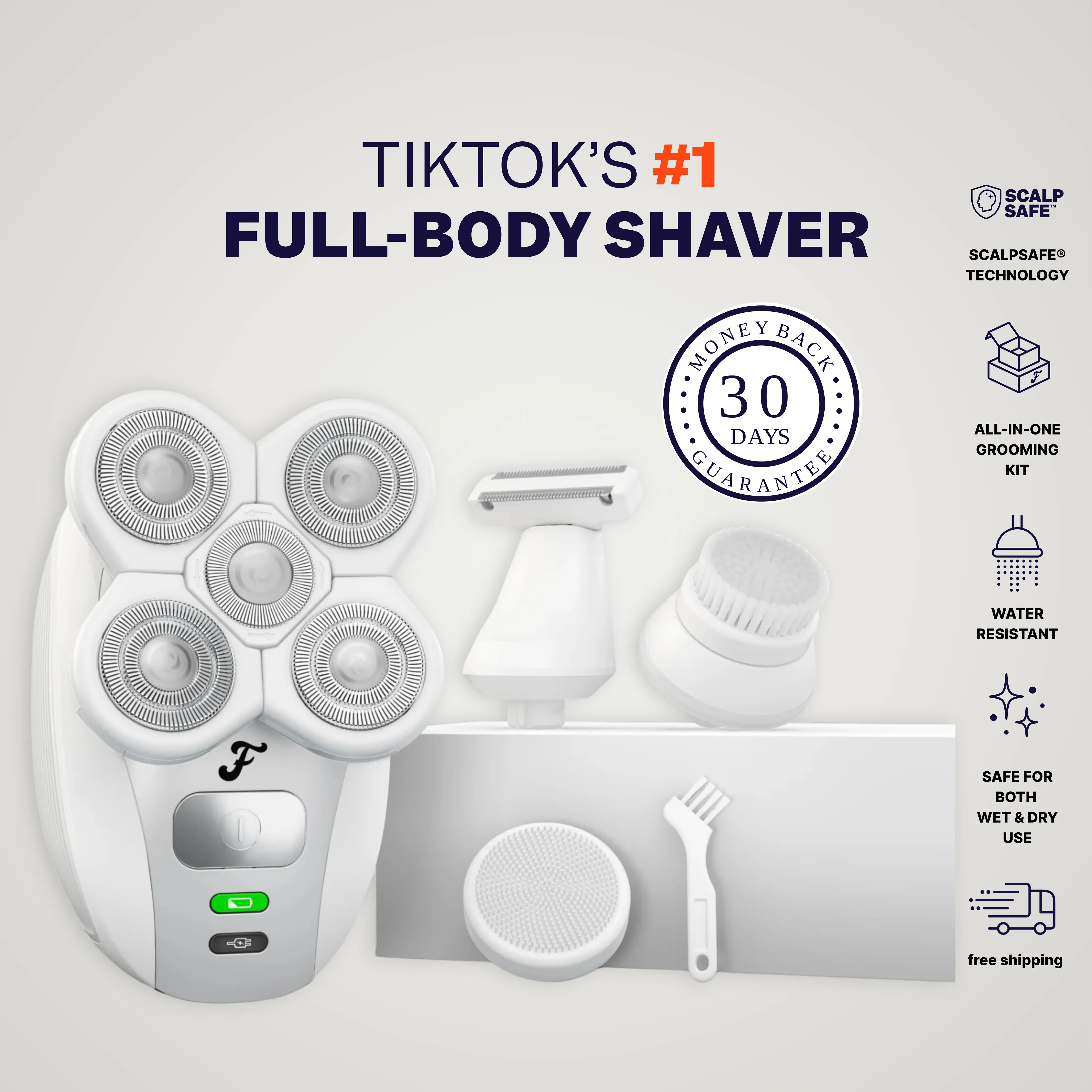 Freebird FlexSeries Women's Electric Body Groomer Shaver - Cordless Rechargeable Stainless Steel Bikini Razor, Waterproof, Skin-Safe Beauty Product for Clean Shave Selfcare, Ideal Women's Gift