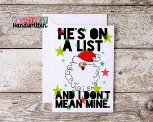 Funny Christmas Card: He’s On A List. Anti MAGA. Anti Trump