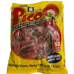 Pico 50ct Bag of Pic by Diana Mediana Candies Medium Size Orange Flavored Chili Candy Powder Net Wt 6.52 oz