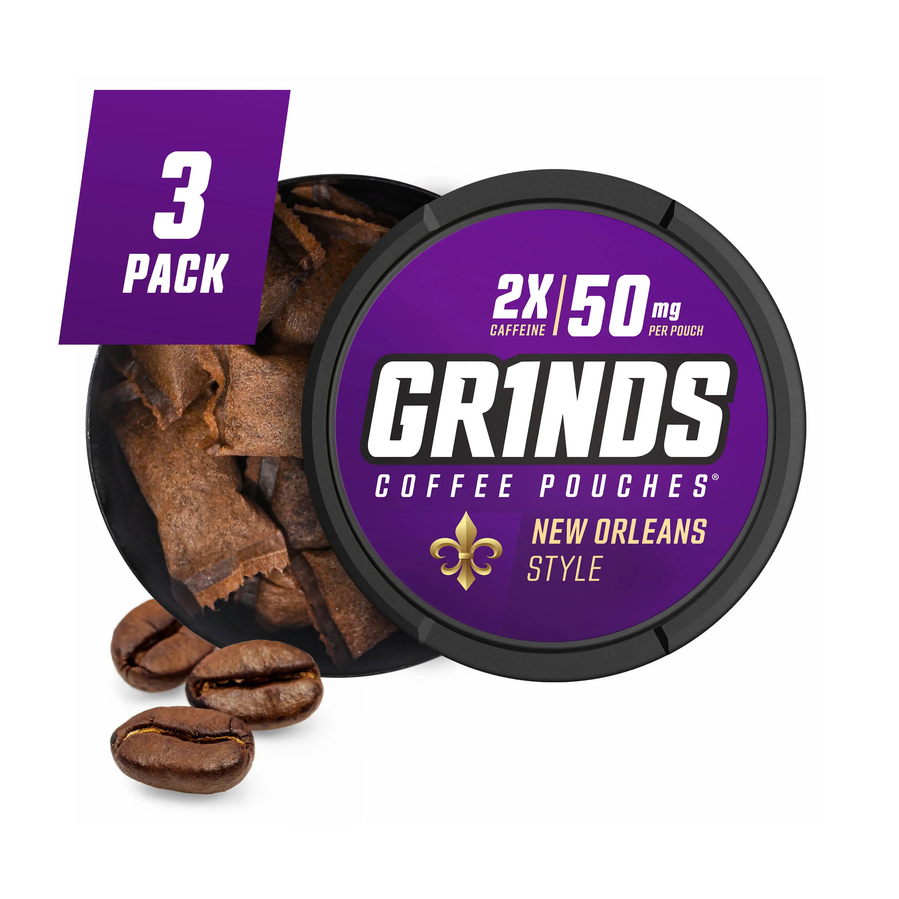 Grinds Coffee Pouches - New Orleans Style (Pack of 3) Grinds Coffee Pouches - New Orleans Style (Pack of 3)