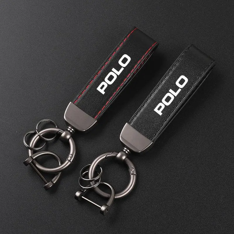 Deluxe Leather Keychain with Car Badge Keychain Pendant For VW POLO