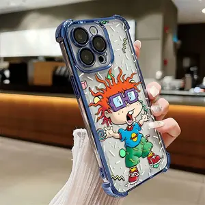 Cartoon little boy phone case, compatible with iPhone 16, 15, 14, 13, 12, and 11 Pro Max.  Features a shockproof, transparent soft case with a shock-absorbing silicone TPU frame, providing drop protection.