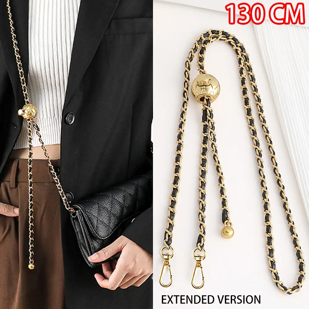 Adjustable Chain Strap Bag, Durable Metal Ball Crossbody Shoulder Bag, Ideal for DIY Wallet Projects, Replacement Straps, Versatile Strap, With Chain