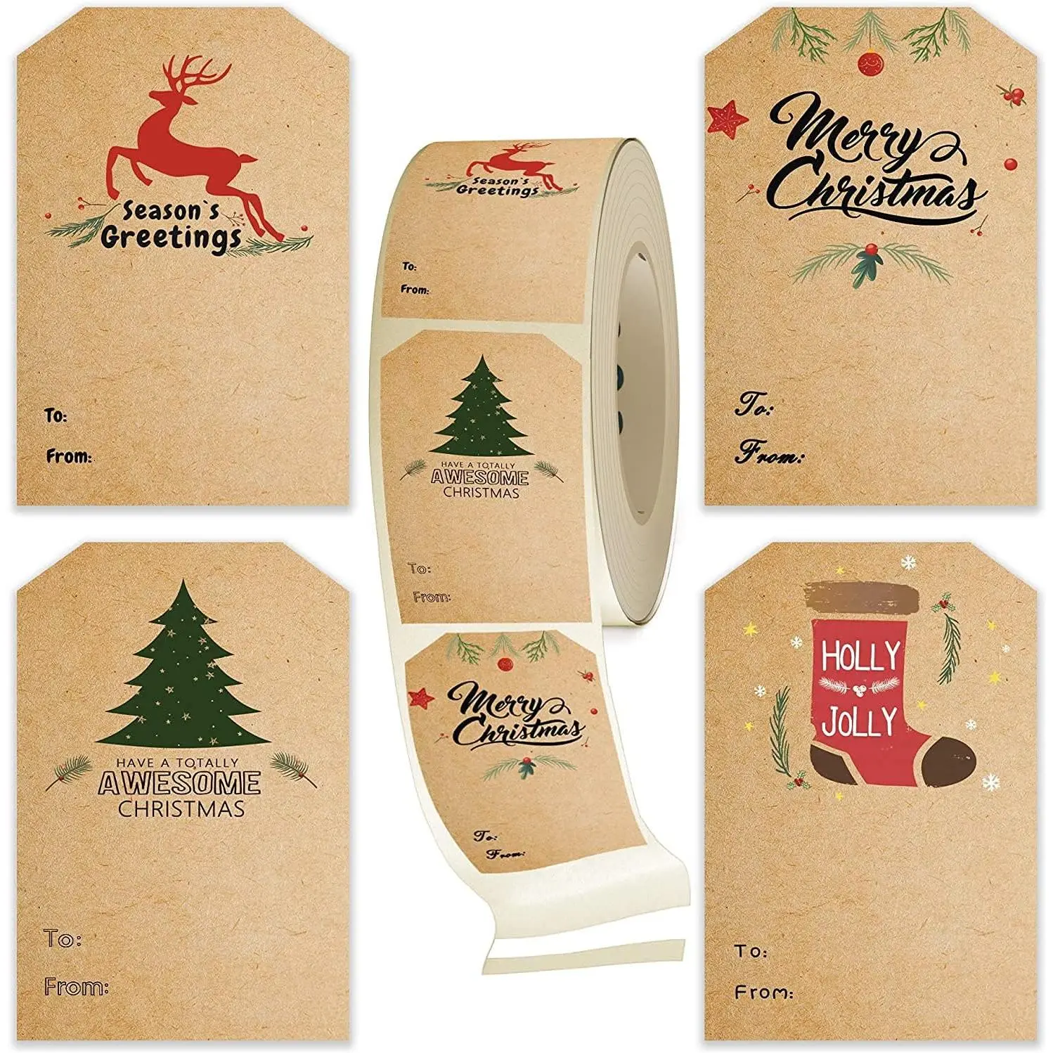 Self Adhesive Cottage Tag Stickers with Softwood Fibers, Permanent Adhesive 2x3 Inches Holiday Gift Package Labels, No Smudges, Easy to Write-Peel, Convenient Dispenser Box, 80 Count (Office Stationery)
