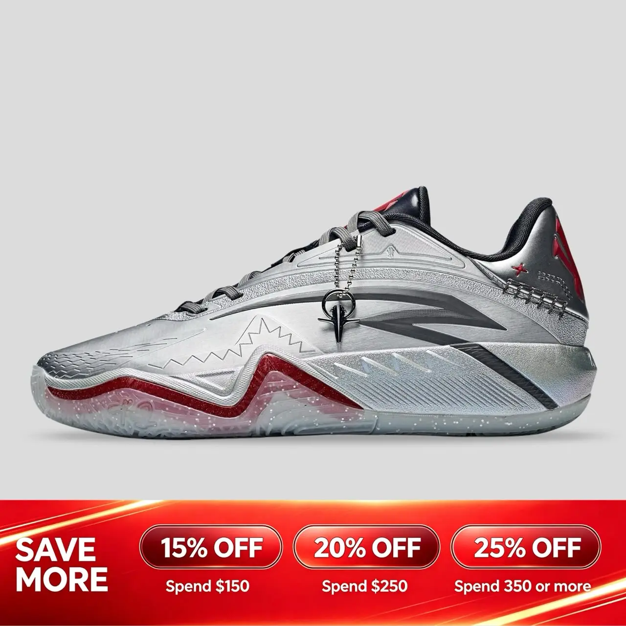 [BACK TO SCHOOL] ANTA UNISEX KAI 3 Magnetic Professional Basketball Shoes Rebound Cushioning Energy Silver/Red Indoor Court Outdoor Court Team Practice Game Day Hoop Shoes Kyrie Irving BTS