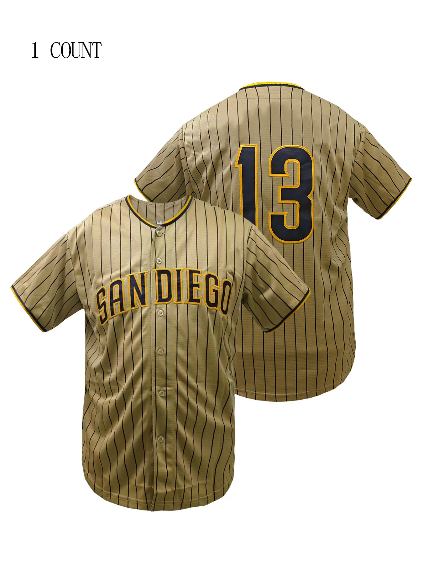 Men Women Loose Fit Breathable San Diego Baseball Jersey, Embroidered Letter Design, Sporty Short Sleeve Top, All-Season Loose Fit Training Uniform Sports Apparel, Stylish Jersey, Training Clothes, Embroidery Sportswear