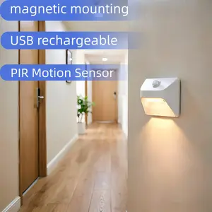 2-Pack LED Wall Lamps, Warm & White Light, USB Rechargeable with Magnetic Function, No Wiring Installation, Human Body Infrared Sensor Wall Lights, Suitable for Bedroom, Hallway, Entryway, Balcony and Indoor Household Lighting.