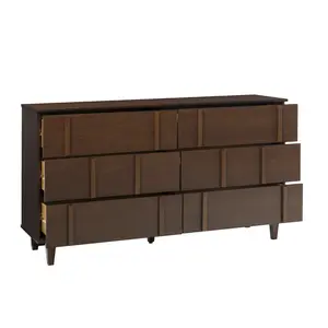 Walker Edison BR60BRX6DWT-T 32.88 x 18.31 x 59.75 in. Modern Solid Wood Dresser, Walnut