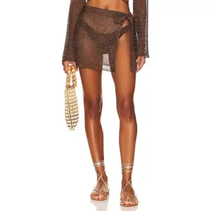 House of Harlow 1960 x REVOLVE Sana Metallic Open Stitch Tie Skirt in Bronze