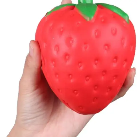 Anboor 4.5in Foam Strawberry Squishy Toy - BPA-Free, Non-Toxic Safe, Soft Warm-Rebound Sensory Stress Ball, Stress Relief Squishy, Decompression Sensory Fidget Toy, Nail-Biting Distractor, Whimsical Birthday Gift; Note: Not Edible, Do Not Pull/Tear