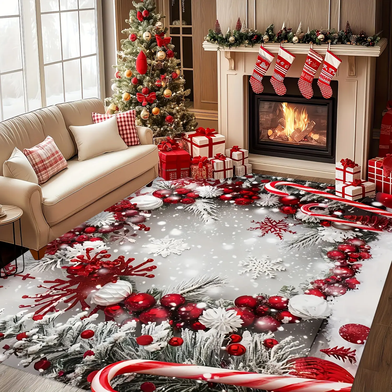 High-Quality Festive Motifs Home Decorative Rug - Indoor-Outdoor Carpet for Living Rooms, Outdoor Patios (Textiles & Soft Furnishings Category), Home Decorative Rugs, Indoor Outdoor Rugs