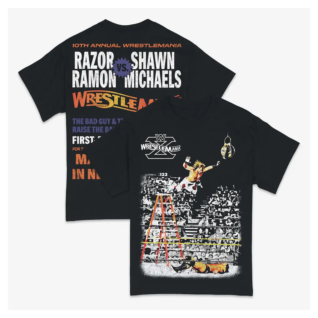 Razor Ramon vs. Shawn Michaels WrestleMania 10 Ladder Match Graphic T-Shirt, Retro WWE Graphics Tee, Wrestling Shirt, Gift For Fan , For Men And Women