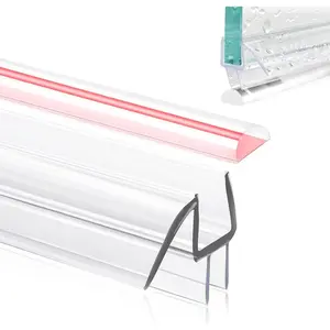Glass Door Bottom Seal, 1/4" x 39" Shower Door Clear  Seal Strip and PVC Base Set, Frameless Doors Bottom Sweep Glass-Stop Shower Leaks Frameless Shower Doors