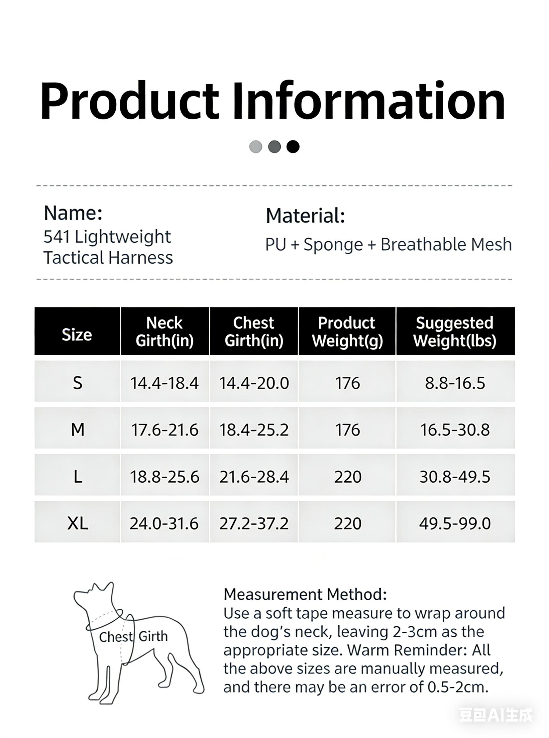 Tactical Dog Harness, No Pull Dog Harness with Leash, Lightweight Adjustable Dog Vest Harness for Small Medium Large Dogs, Reflective Escape Proof Dog Harness with Handle, Breathable Dog Harness for Training, Walking, Hiking, Outdoor, Protect Dog's Sternu