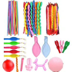 107Pcs Balloons Set Long Balloon Latex Twisting Balloons Rocket and Balloon Large Size 7 Types of Children's Birthday Balloon