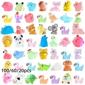 100/60/20pcs Creative Mini Night Glow in the Dark Animal Statues, Cute Animal Design, Resin DIY Materials, Home Decor, Decoration Items, Party Gifts, School Activities, Student and Adult Surprises