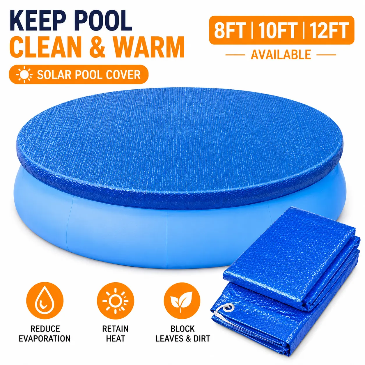 Swimming Pool Round Cover Protector Dustproof Waterproof Paddling Pool Cover 8ft,10ft,12ft,,summervibes Pool Accessories Pool Equipment Enclosure Pool Cleaning System Pool Cleaning Kit