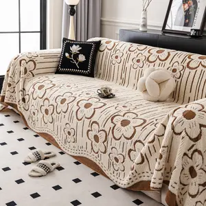 Floral Plush Sofa Throw Blanket, Winter Warmth, Pet-Friendly, Non-Slip Dustproof, Decorative Dustproof Sofa Protector, Home Decor Sofa Cover, Couch Covers, Washable Sofa Slipcover