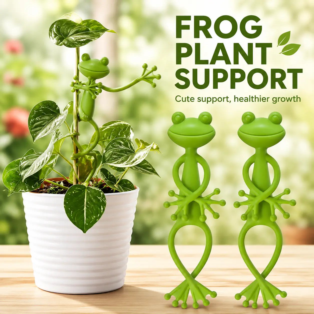 Cute Frog Plant Clips, Nylon Support Organizers for Climbing Houseplants, Indoor/Outdoor Garden Accessory with Vertical Hold, Nylon Clip