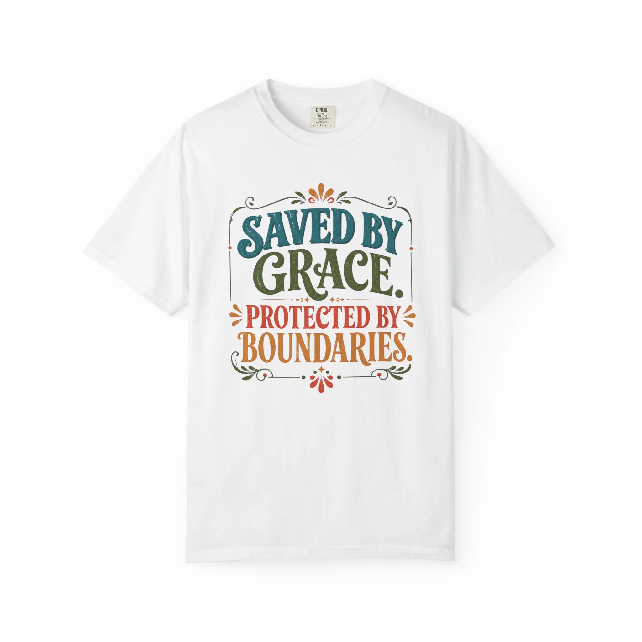 Saved by Grace Protected by Boundaries Retro Christian Graphic T-Shirt