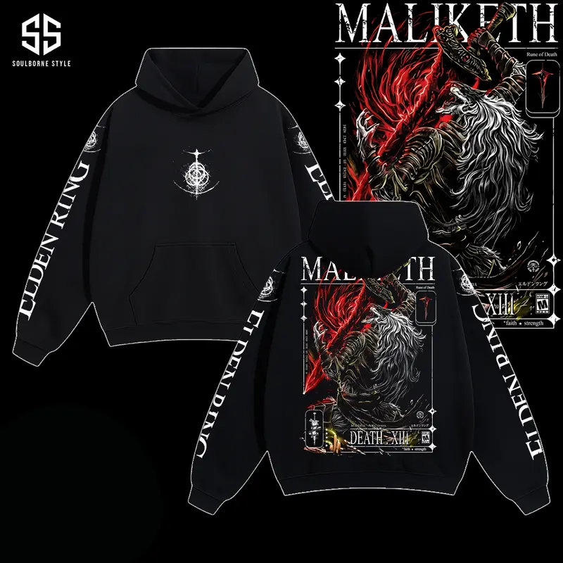 [Soulsborne Style] Vintage Maliketh the Black Blade - Elden Ring Unisex Hoodie, Soulsborne Gaming Apparel, Game Shirt, Video Game Clothes, Boy Merch, Gift For Him, Gift For Her, Soulslike Streetwear Breathable Cotton