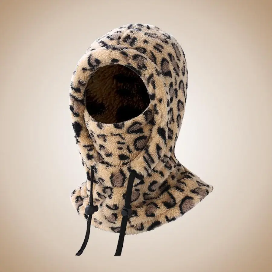 Women's Unisex 1 Size Fits Most Synthetic Windproof Fleece Balaclava Ski Mask with Drawstrings - Soft Fluffy Cold Weather Thermal Neck Warmer, Protective Gear for Motorcycle Cycling, Hiking